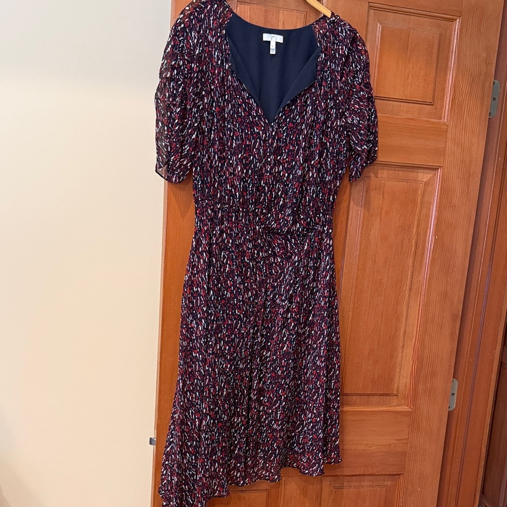 Joie Black and Red Patterned Midi Dress